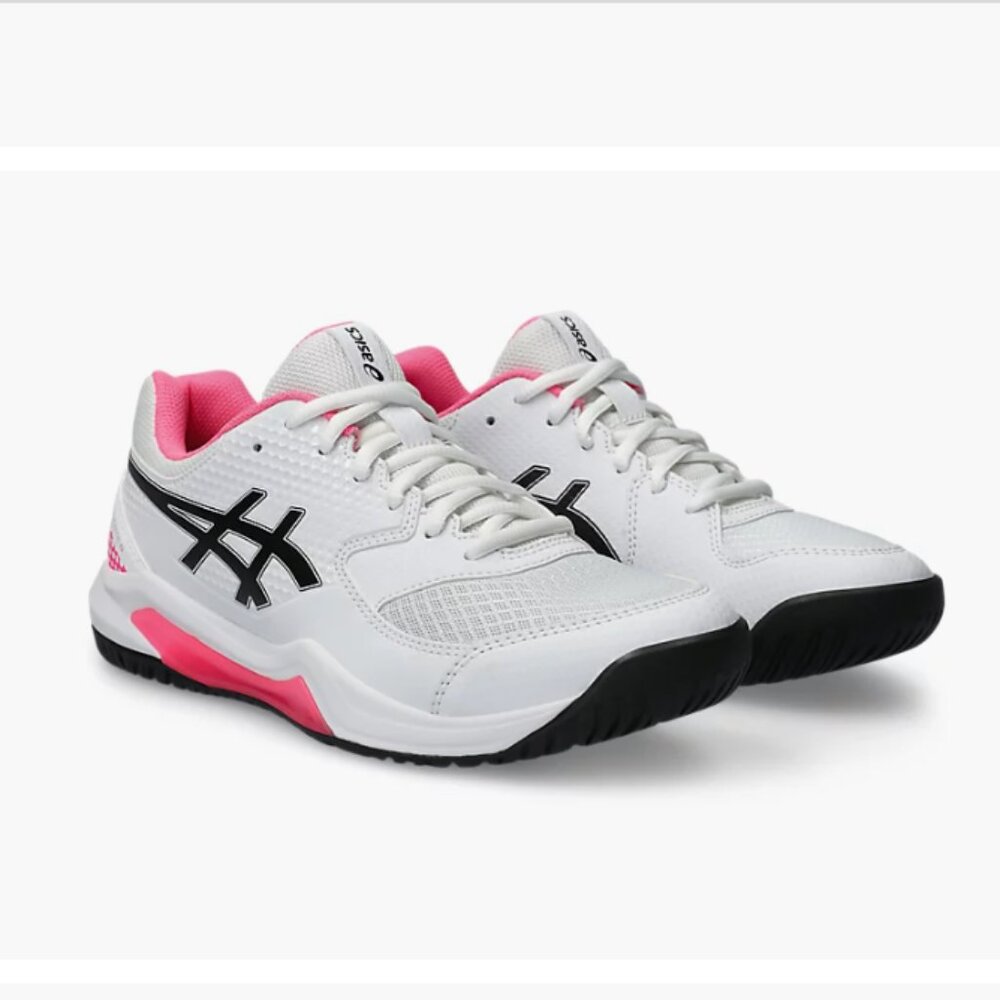 ASICS GEL DEDICATE 8 PICKLEBALL SNEAKERS WHITE/BLK/PINK Size 8.5